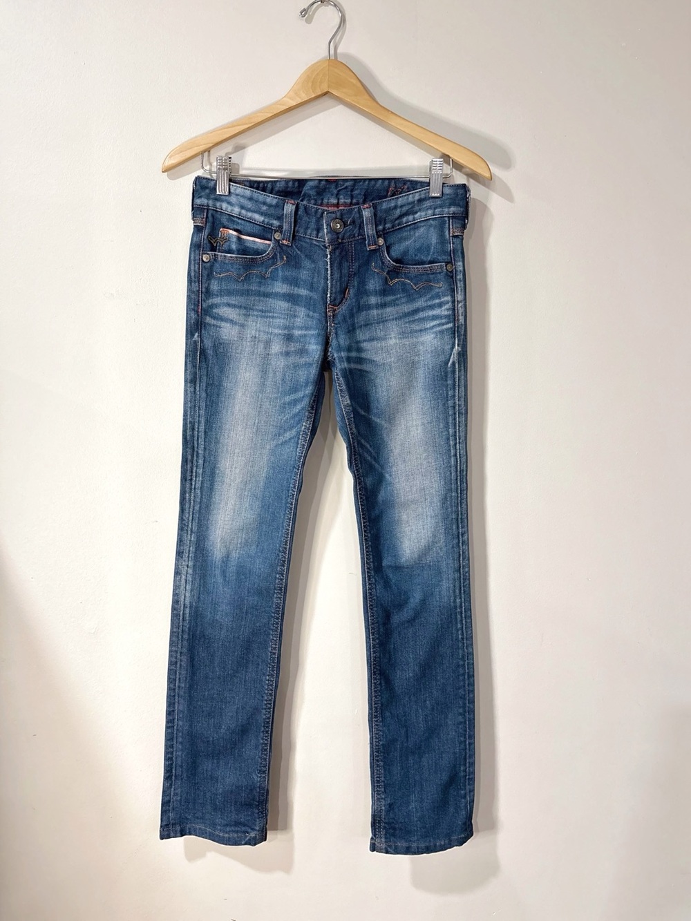 Edwin Women's 28x32 Slim Straight Jeans Medium Wash Y2K Casual Denim